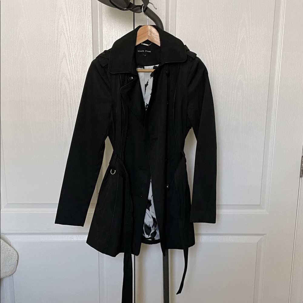 Black Rivet Classic Black Trench Coat